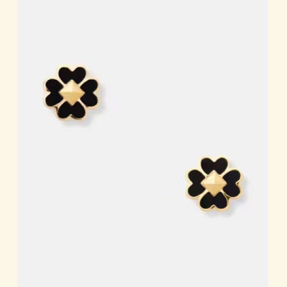 $118 Kate Spade♠️ Spades & Studs Enamel Earrings Mini Pendant Black Gold Set NWT - Picture 5 of 6